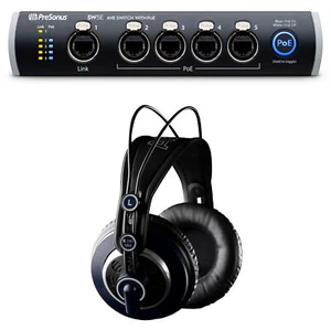 PRESONUS SW5E 5-Port AVB Switch w/ PoE, Rack Mountable+AKG K240 MKII Headphones - Picture 1 of 12