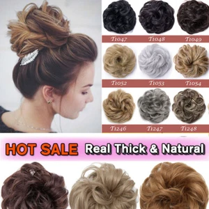 Natural Thick Messy Scrunchie Hair Piece Fake Hairpiece Chignon Elastic Hair Bun - Picture 1 of 50