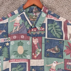 Reyn Spooner Mele Kalikimaka Shirt Mens 3XL Hawaiian Christmas Beach 2001 Santa - Picture 1 of 15