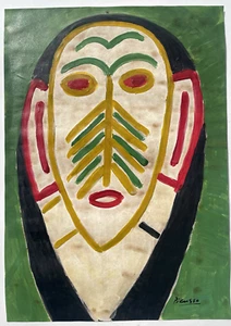 Picasso Pablo Original Painting Signed Art African Mask Design No Lithograph D52 - Picture 1 of 10