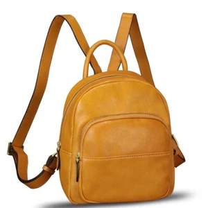 Genuine Leather Small Backpack Women Vintage Knapsack Rucksack Daypack Bag - Picture 1 of 10