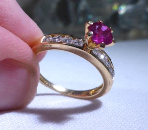 18ct Gold Ruby Diamond Ring UK Hallmark Iliana Size L 1/2 Boxed - Picture 1 of 24
