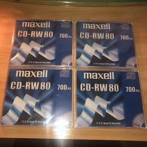 Maxell CD-RW 80 700MB Set of 4 Compact Discs CD 4x Speed Re-Writable *bn sealed - Photo 1/10