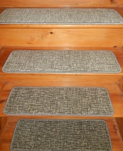 13= Step 9" x 30" + 1 Landing 27" x 30" Stair Treads Woven Wool Carpet Staircase - Picture 1 of 5