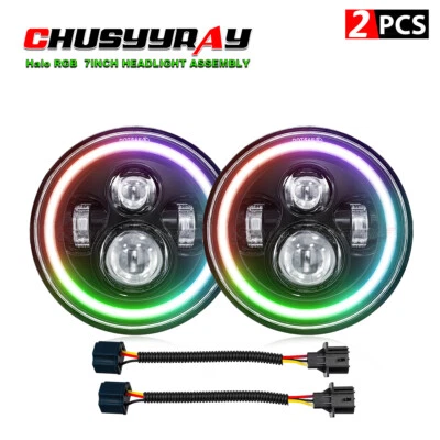 7inch Round RGB LED Halo Projector Headlights For 1990-1997 Mazda Miata MX5 MX-5 — 第 1/4 张图片