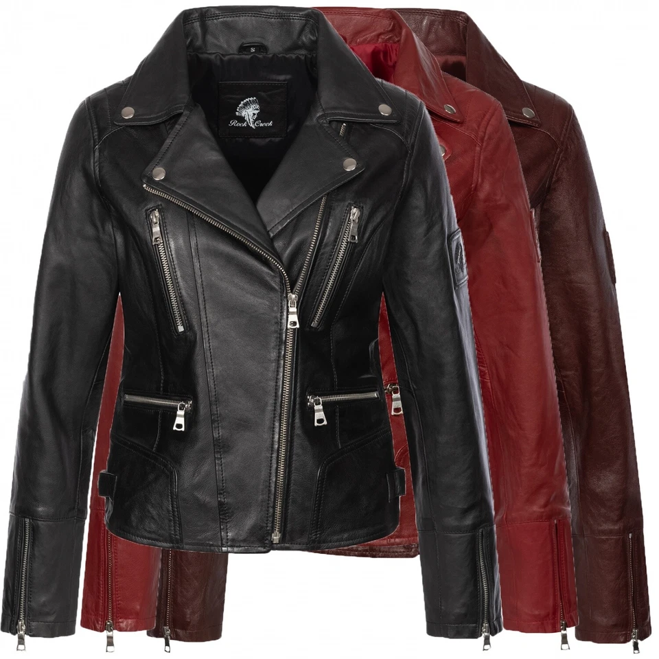 Rock Creek Damen Lederjacke Jacke Leder Jacken Echt Leder Bikerjacke D-490 NEU - Bild 1 von 1