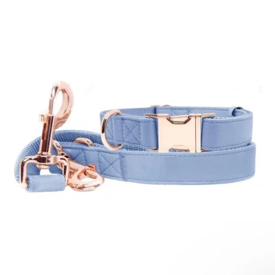 Collar/correa de cuero sintético para perro pequeño • Hebilla de metal rosa de alta resistencia • 12,2"-16,9" Foto 1 de 4