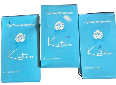 Vtg KOTEX Pads FEMININE Regular Napkins 1959 3 BOXES of 40 NOS Unopened PROP - Image 1 of 4