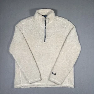 Chubbies Sweatshirt Men’s Medium Ivory Sherpa Fleece 1/4 Zip Pullover High Pile - Picture 1 of 13