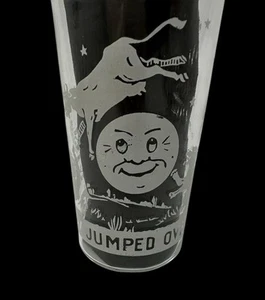 Vtg Hazel Atlas Nursery Rhyme Cow Jumped Over the Moon Drinking Juice Glass - Picture 1 of 6