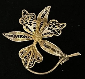 Broche prendedor vintage MCM tono plata filigrana flor ornamentada - Imagen 1 de 11