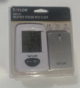 TAYLOR WEATHER STATION WITH CLOCK WIRELESS White 1511 - Picture 1 of 2