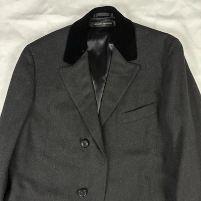 VTG 50s Brooks Brothers 346 Chesterfield Charcoal Flannel Coat Wool Ivy Trad 37R - Image 1 of 4