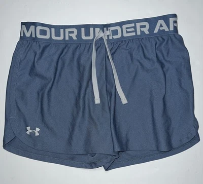 Under Armour Youth Large Shorts Blue Elastic Waist Logo Athletic Running - Image 1 of 2