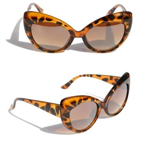 Women high Pointed Vintage Inspired Fashion Sexy Chic Cat Eye Sunglasses Tortois - Foto 1 di 1