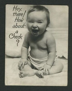1930s Funny Baby Photographic Collections Image - Hey there! How about a Check? - Picture 1 of 2