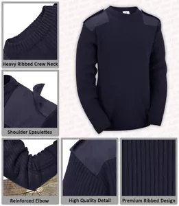 Army Military Combat Style Jumper Commando Pullover Security Winter Sweater Navy - Picture 1 of 10