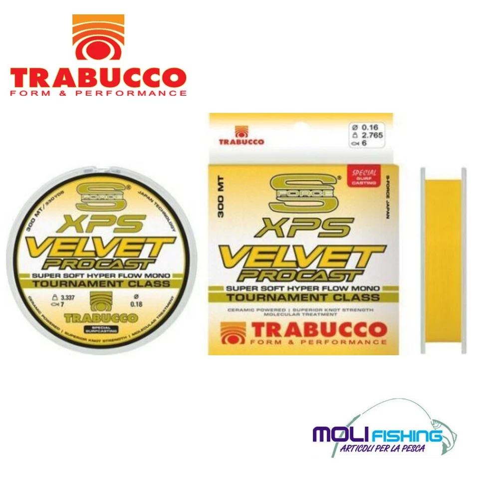 NYLON PER MULINELLO PESCA SURFCASTING PAF TRABUCCO VELVET PROCAST GIALLO 300 M