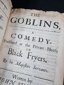 1658 John Suckling THEATRE PLAYS Personages GOBLINS AGLAURA Defective Copy