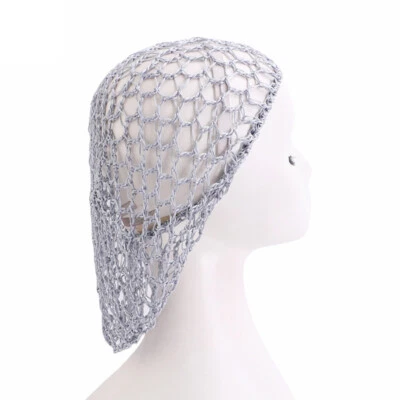 Womens Mesh Hair Net Rayon Crochet Hairnet Elastic Band Head Cover Turban Cap - Image 1 of 4