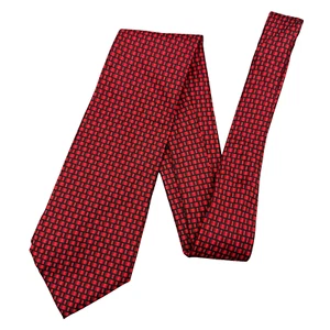 Yves Saint Laurent Tie Mens Black Red Geometric Silk Luxury Classic Necktie YSL - Picture 1 of 8