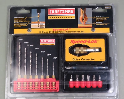 NOS NEW SEALED Craftsman Professional 16pc Speed-Lok Drill Driver Set 26172 USA - Image 1 of 4