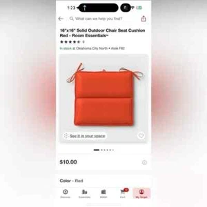 2 Room Essentials  Outdoor Chair Cushion 16x16 in Red/Orange; weather resistant - Picture 1 of 1