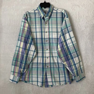 Гигантская соленая собака мужская рубашка на пуговицах многоцветная клетчатая большая хлопковая винтажная 90-е - Изображение 1 из 4