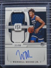2022-23 National Treasures Wendell Moore Jr Rookie Dual Jersey Patch Auto #21/99