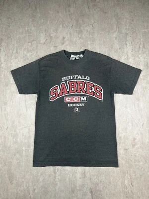 Vintage Buffalo Sabres Goat Head CCM T-Shirt Gray Double Sided Men’s Size M - Image 1 of 4