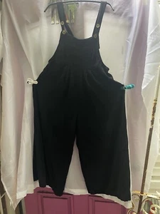 Black Gauze Boho Flare Leg Romper Jumper Automet Natural Pants Woman's M - Picture 1 of 11