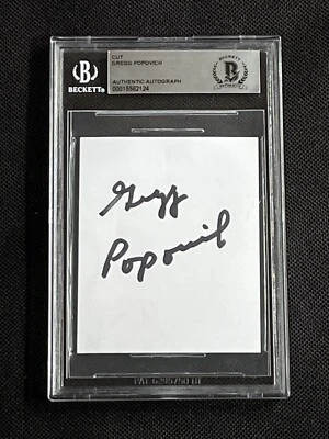 GREGG POPOVICH SIGNED AUTOGRAPHED CUT SIGNATURE SPURS BECKETT BAS AUTHENTIC - Image 1 of 2