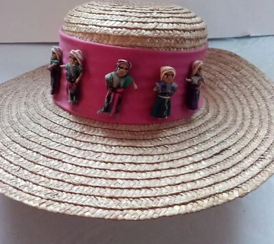 SOMBRERO DE PAJA NAT DE COLECCIÓN CON MUÑECAS DE PREOCUPACIÓN Y CINTA ROSA 🎀 TALLA LIMPIA. 7,5 Foto 1 de 4
