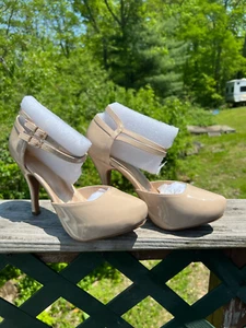 Dream Pairs Office-02 Mary Jane Double Ankle Strap Heels Sz 9.5 Nude/Pat NIB - Picture 1 of 10