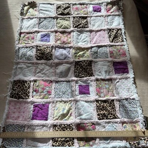 Baby Blanket Patch Throw Toddler Size Rag Quilt Handmade Butterflies 36 X 28 - Picture 1 of 4