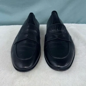EUC Vellapais Lapitos Herren Penny Halbschuhe Größe 12 Leder schwarz Freizeit Handarbeit - Bild 1 von 9