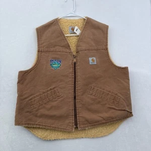 Vintage Carhartt Arctic Vest Mens XL Brown Sherpa Line Made In USA 6SV 90s - Picture 1 of 9