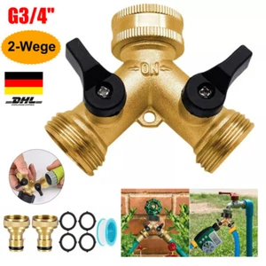 2 Wege Wasserhahn Wasserrohr Y-Verteiler 3/4" Kupplung Adapter Doppel Anschluss. - Bild 1 von 10