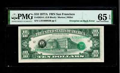 1977-A $10 Overprint on Back Error PMG GEM Uncirculated 65 EPQ - Image 1 of 2