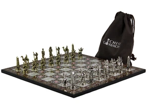Mother of Pearl Personalised Metal Chess Set with Drawstring Bag 14 Inch - Picture 1 of 12