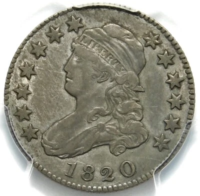 🦅🥶🌚🥶🇺🇸😍R5 B1 PCGS VF35 1820 LARGE 0 CAPPED BUST QUARTER - Image 1 of 3