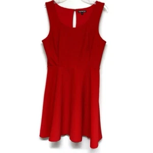 Express M Red Fit & Flare Ribbed Knit Dress Stretch Lined Sleeveless Party Dance - Picture 1 of 10