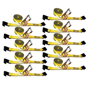10PK 2" x 30' Ratchet Strap with Flat Hook for Truck Trailer Pickup WLL 3333LBS - Picture 1 of 7