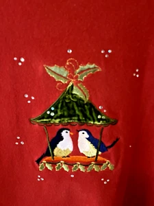 VTG Classic Elements Holiday Fleece Grandma Sweatshirt Sz XL Embroidered Birds - Picture 1 of 4