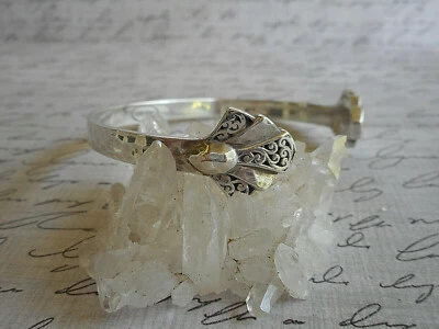 Brazalete Lois Hill martillado plata esterlina filigrana abanico K39-R1 Foto 1 de 4