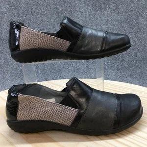Naot Loafer Womens 40 Black Gray Miro Round Toe Slip On Causal Comfort Leather - Picture 1 of 15