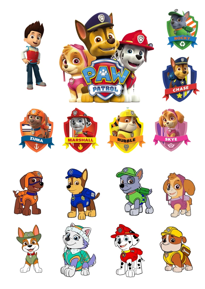 TOP IT TOPPERS 16 PRECUT Paw Patrol Cupcake StandUp Cake Toppers Edible Wafer Card Decorations