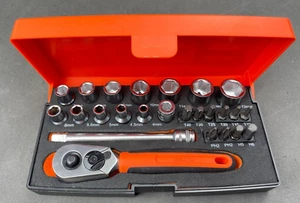 BAHCO SL25 Ratchet Screwdriver Socket Bit Set 1/4" Drive 25pcs Metric Drive NEW - Picture 1 of 9