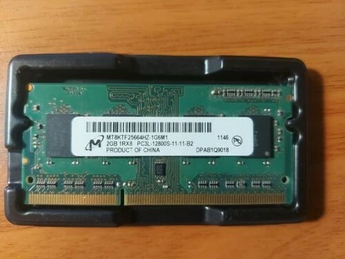 RAM SODIMM MICRON 2GB DDR3 1RX8 PC3L-12800S-11-11-B2  MT8KTF25664HZ-1G6M1 - Immagine 1 di 1