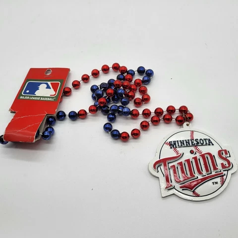 MLB Minnesota Twins Baseball Team Logo Mardi Gras Bead Necklace Cover